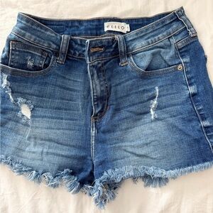 Cello Women's Frayed Hem Blue Jean Shorts